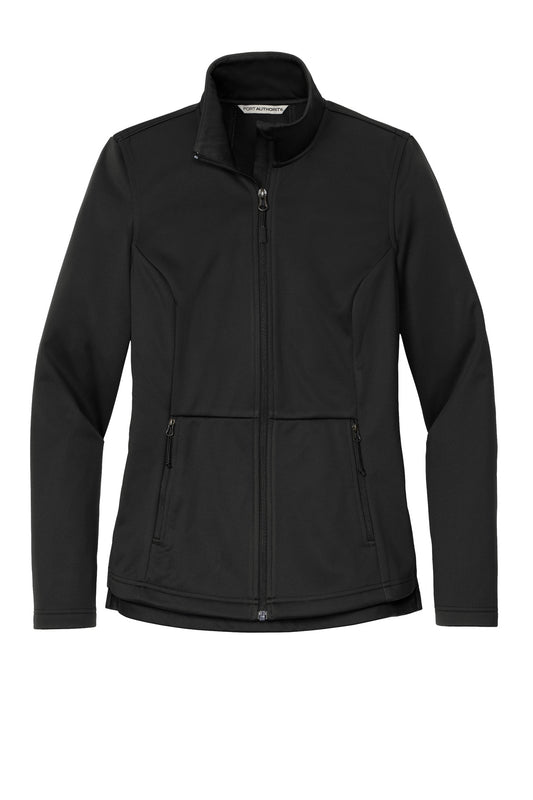 Front View of DeepBlack Port Authority Women's Flexshell Jacket L617