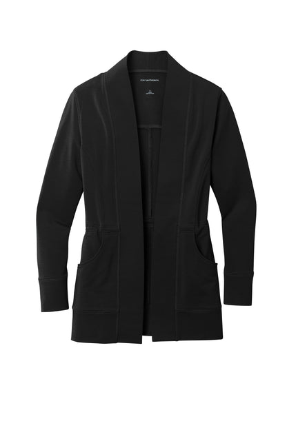 Front View of DeepBlack Port Authority Women's Microterry Cardigan LK825