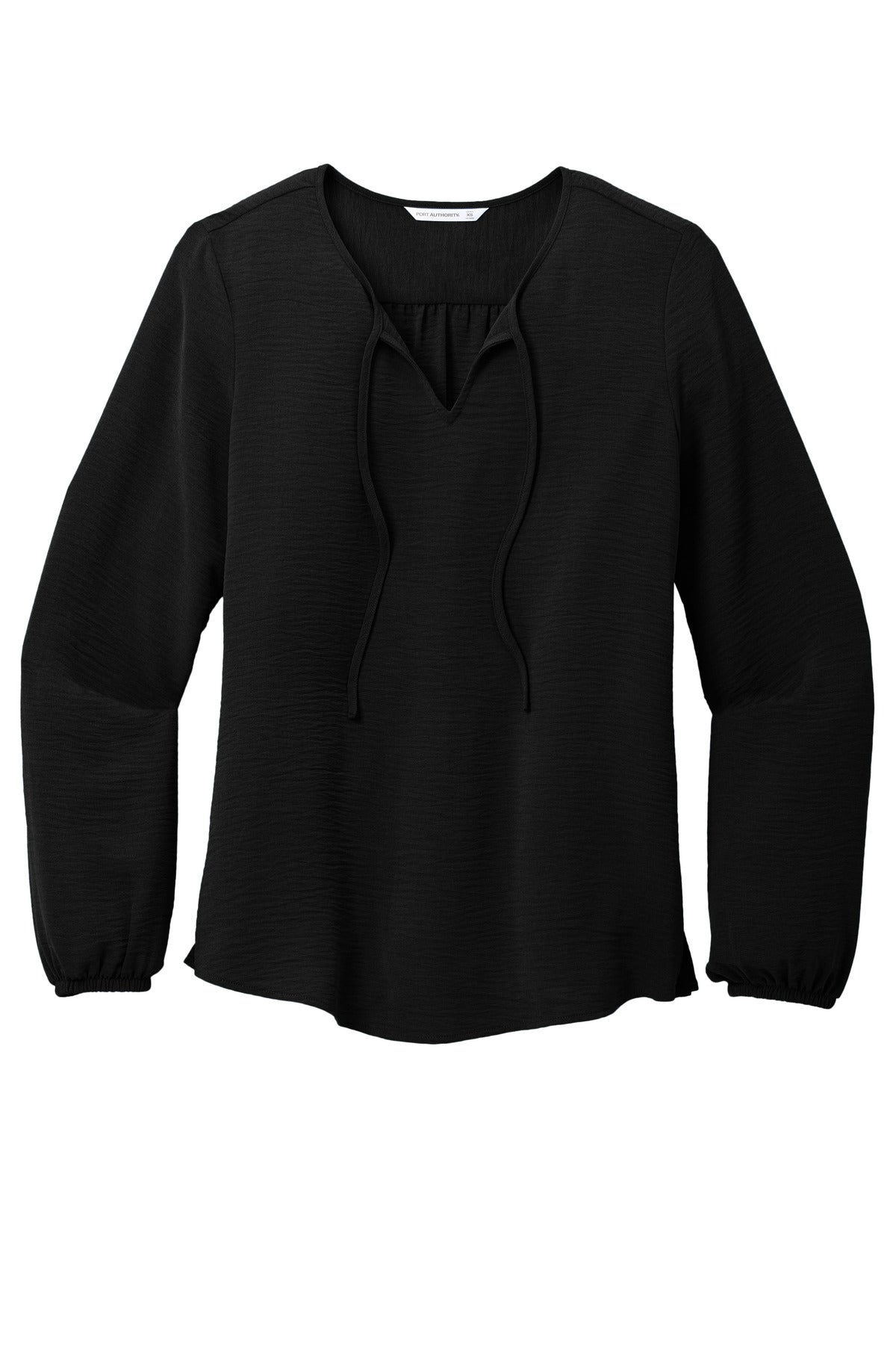 Front View of DeepBlack Port Authority Women's Textured Crepe Blouse LW714