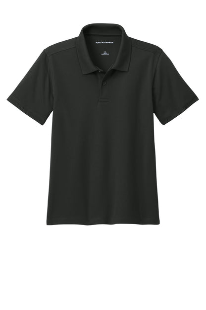 Front View of DeepBlack Port Authority Youth Dry Zone UV Micro-Mesh Polo Y110