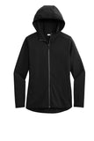 Front View of DeepBlack Sport-Tek Women's Circuit Hooded Full-Zip LST870