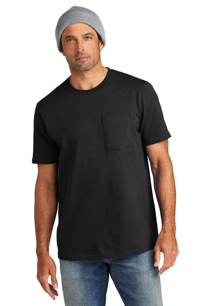 Front View of DeepBlack Volunteer Knitwear All-American Pocket Tee VL100P