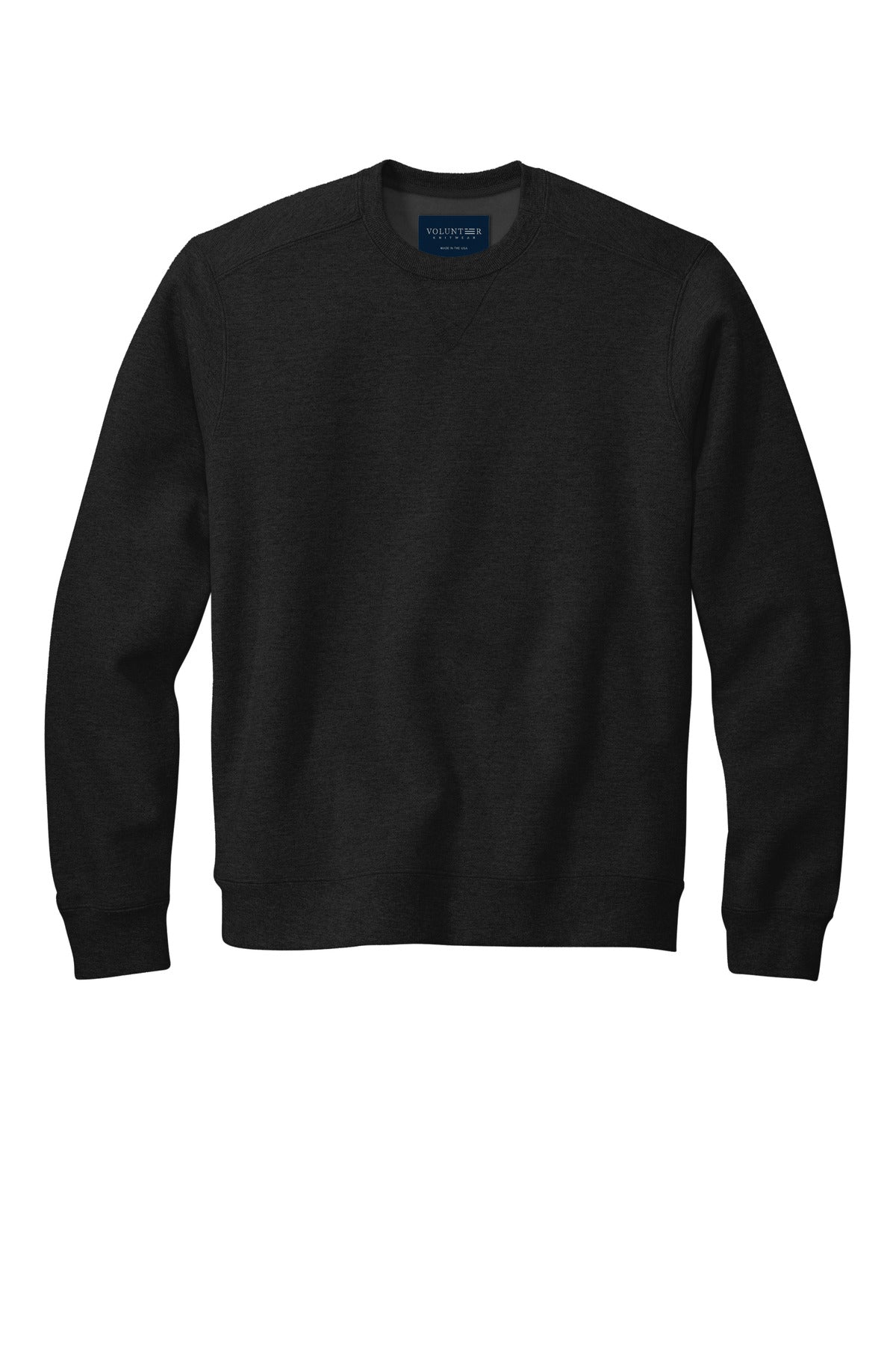 Front View of DeepBlack Volunteer Knitwear Chore Fleece Crewneck VL130