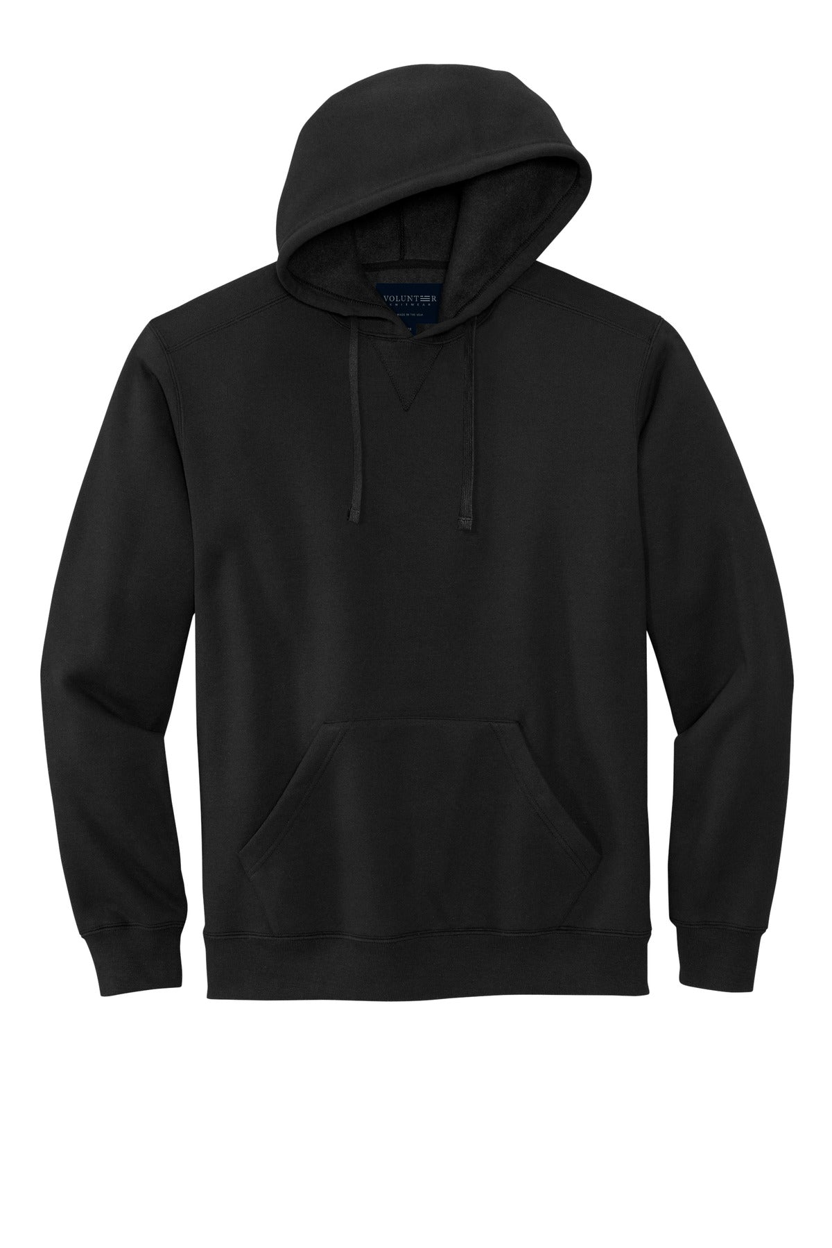 Front View of DeepBlack Volunteer Knitwear Chore Fleece Pullover Hoodie VL130H
