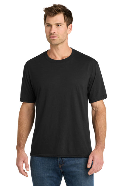 Front View of DeepBlkSld Volunteer Knitwear Tri Tee VL40