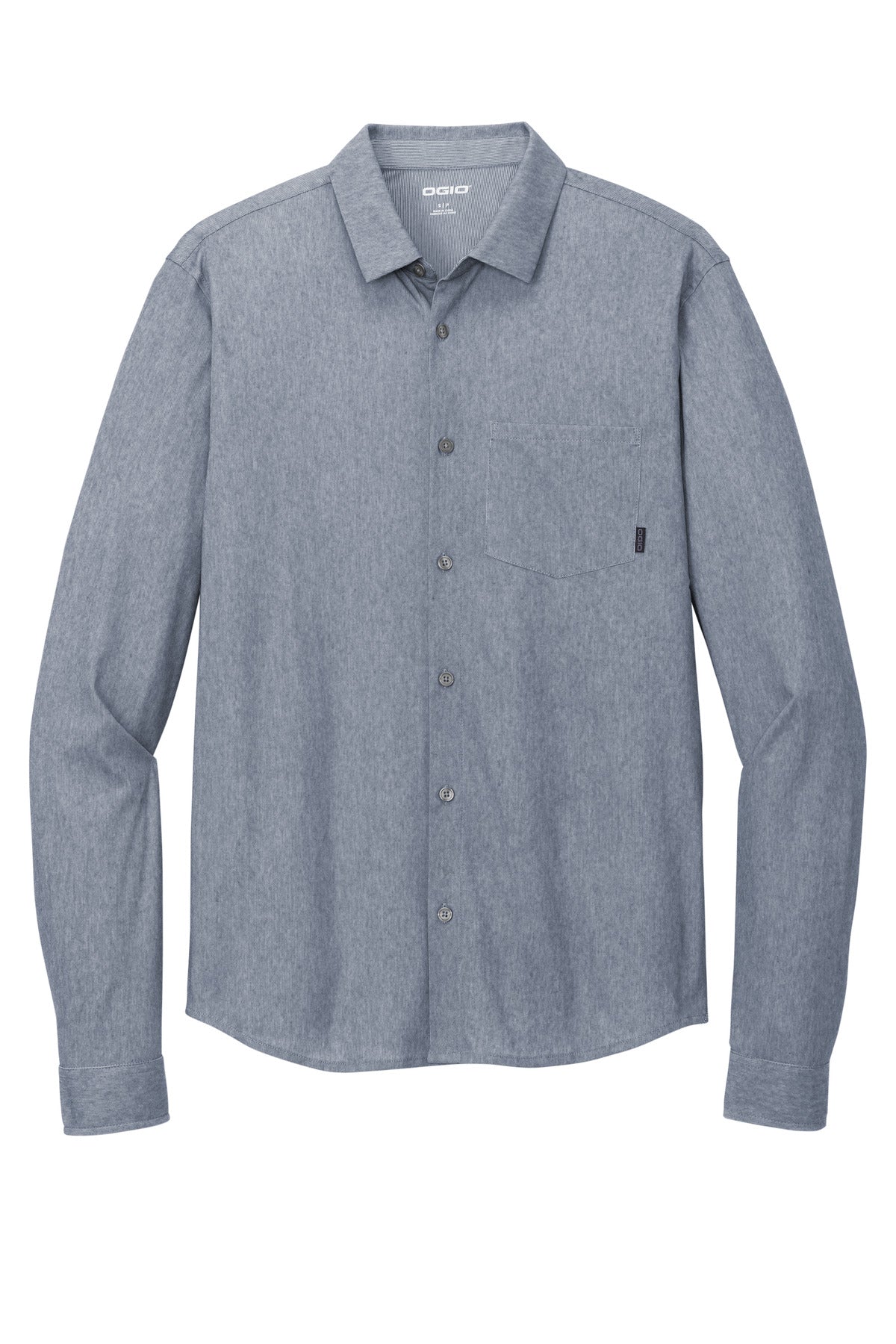Front View of DeepBlueHt OGIO Extend Long Sleeve Button-Up OG161