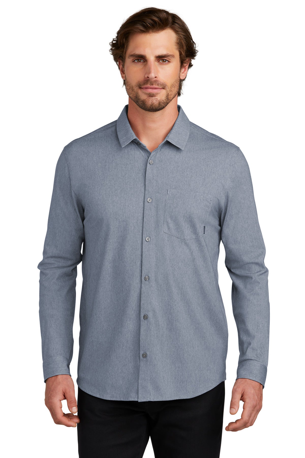 Front View of DeepBlueHt OGIO Extend Long Sleeve Button-Up OG161