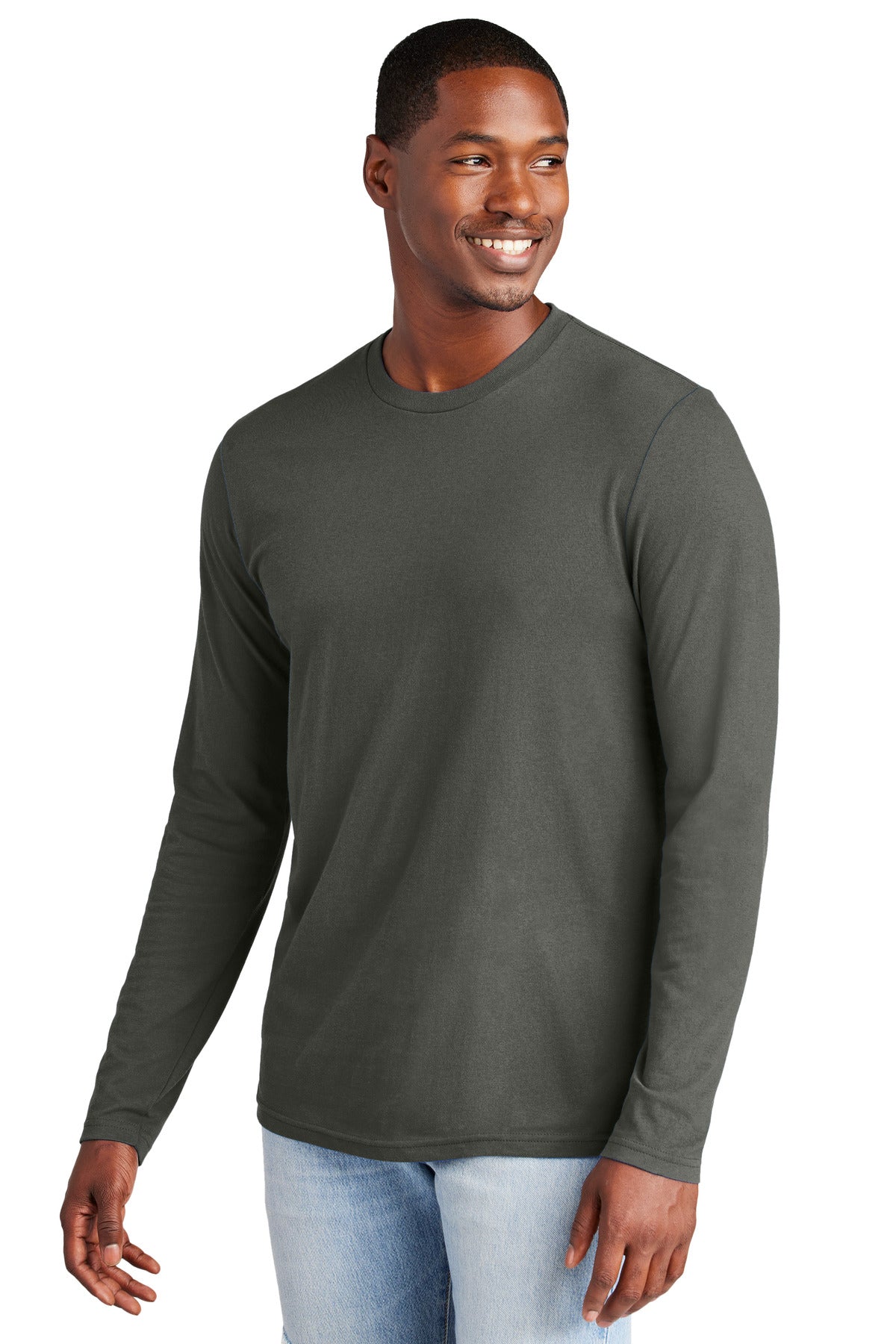 Front View of DeepestGry District Very Important Tee Long Sleeve. DT6200