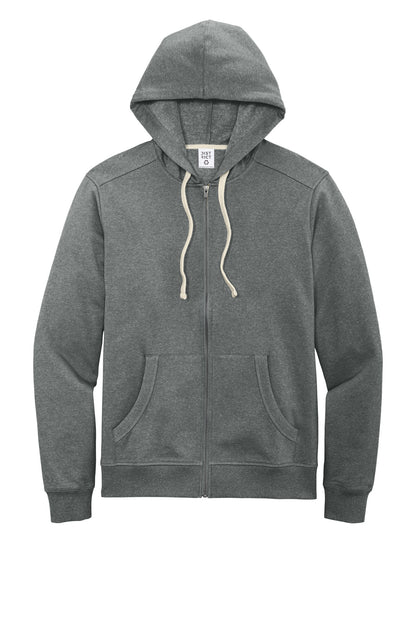 Front View of DeepGreyHt District Re-Fleece Full-Zip Hoodie DT8102