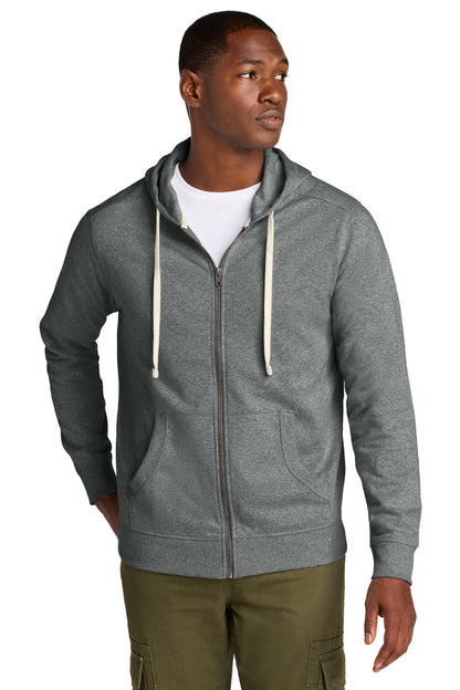 Front View of DeepGreyHt District Re-Fleece Full-Zip Hoodie DT8102