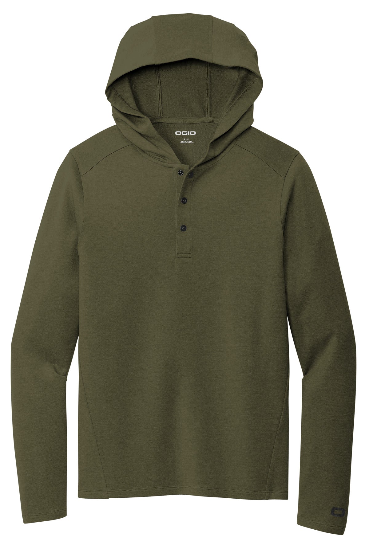 Front View of DeepOlive OGIO Luuma Flex Hooded Henley OG826