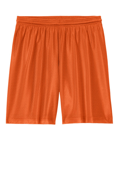 Front View of DeepOrange Sport-Tek PosiCharge Mesh 7" Short ST5100