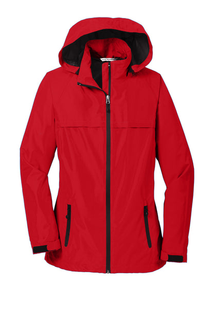 Front View of DeepRed Port Authority Women's Torrent Waterproof Jacket. L333