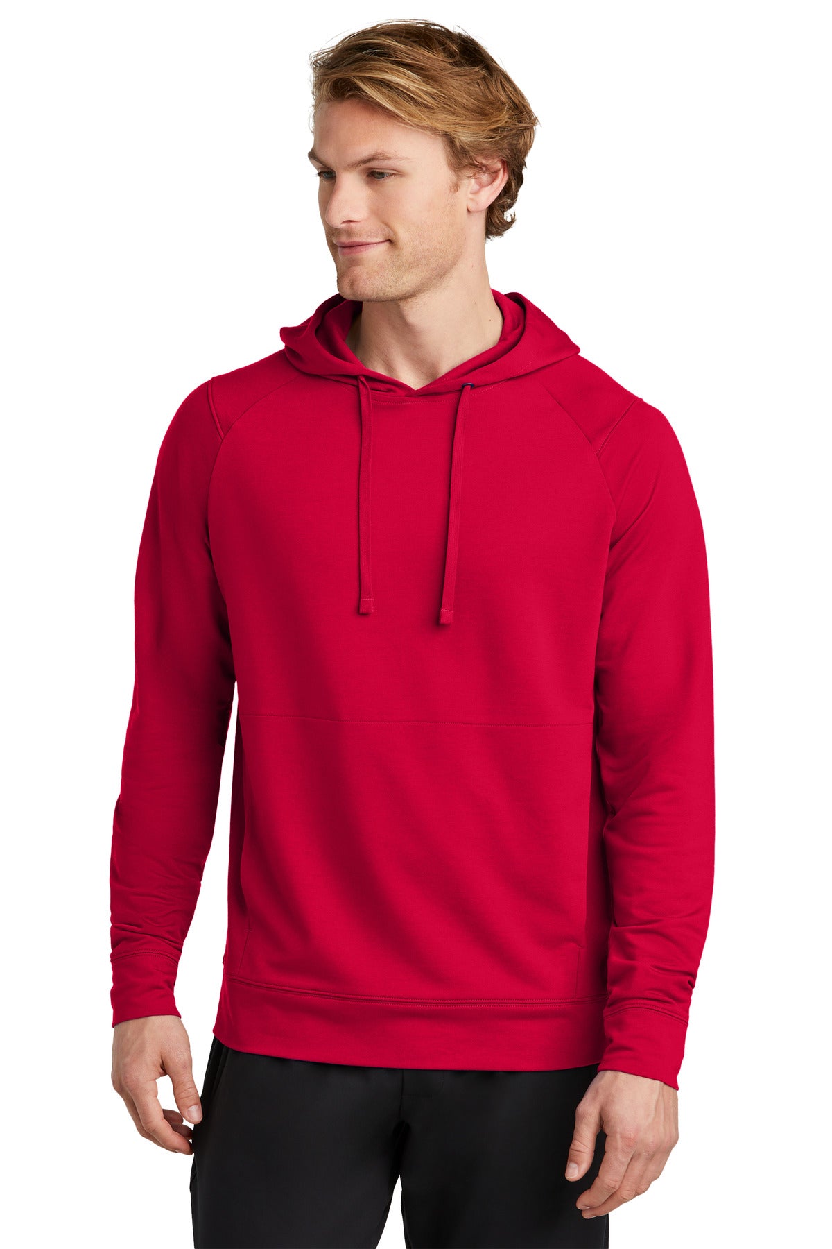 Front View of DeepRed Sport-Tek Sport-Wick Flex Fleece Pullover Hoodie ST562