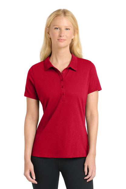 Front View of DeepRed Sport-Tek Women's PosiCharge Strive Polo. LST530