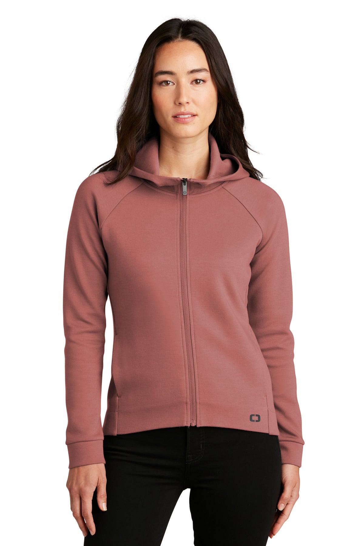 Front View of DeepRose OGIO Women's Bolt Full-Zip Hoodie LOG850