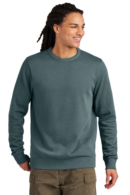 Front View of DeepStlBlu District Wash Fleece Crew DT2204