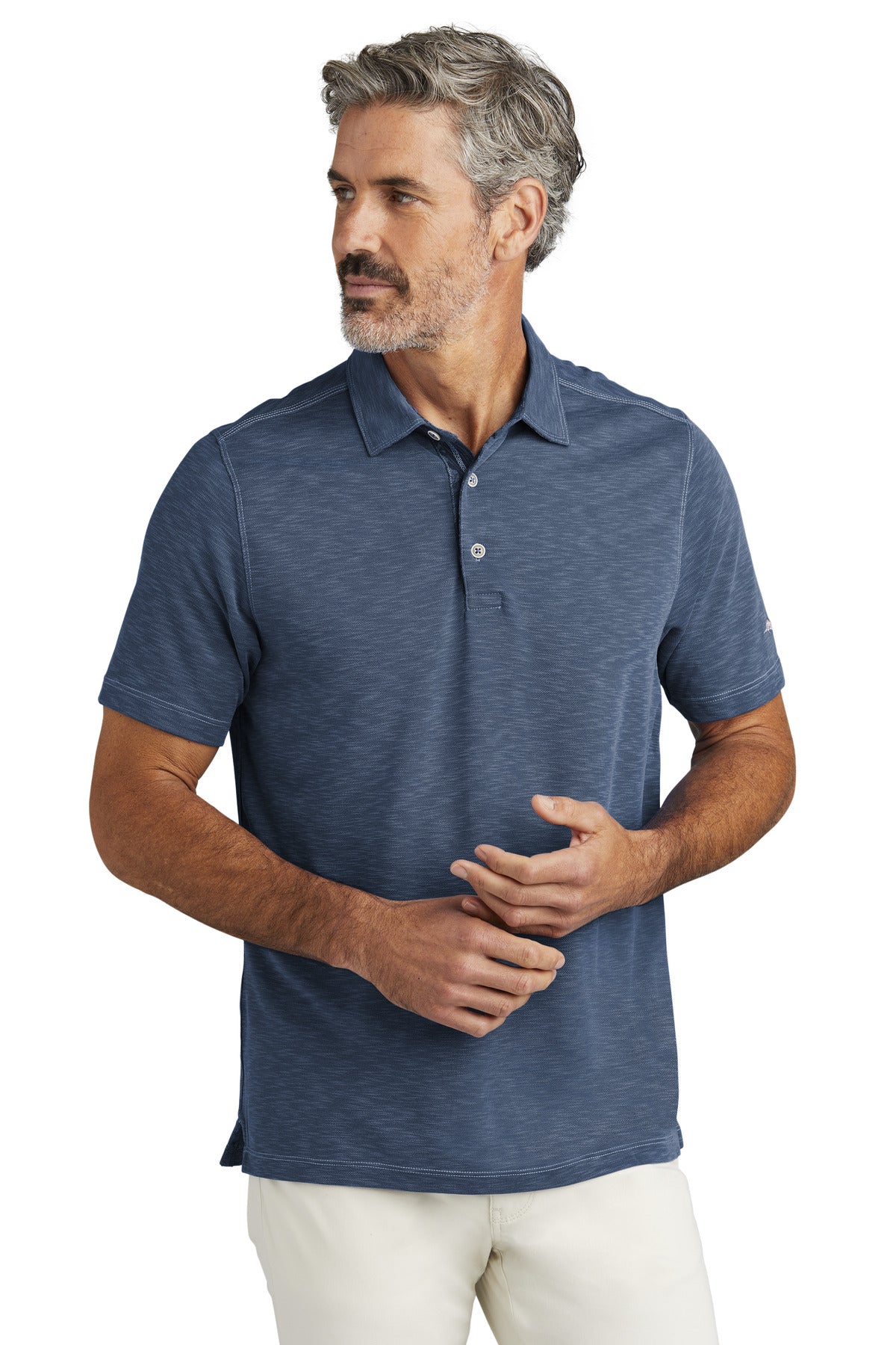 Front View of Denim LIMITED EDITION Tommy Bahama Palmetto Paradise Polo ST224065TB