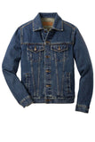 Front View of Denim Port Authority Denim Jacket. J7620