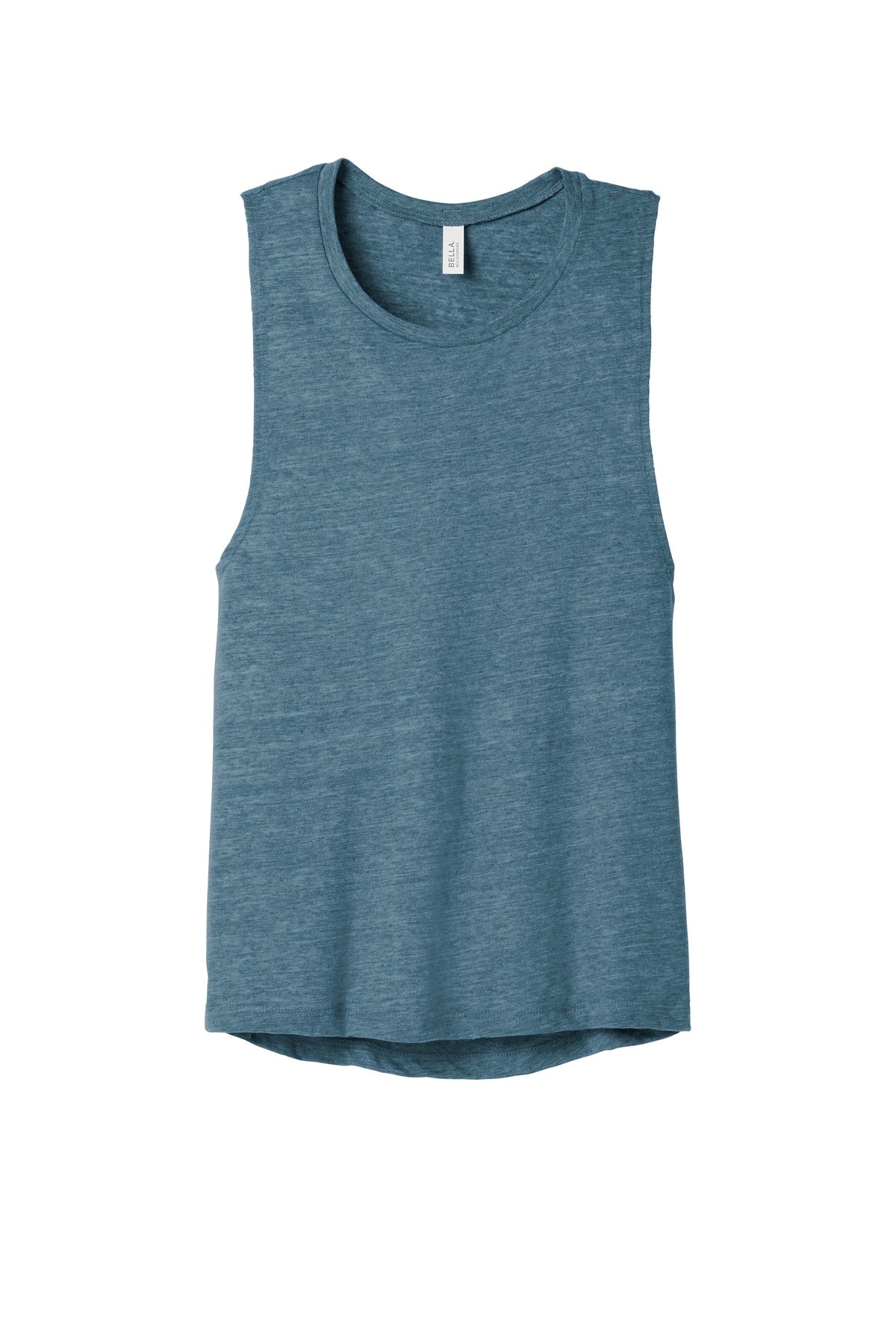 Front View of Denim Slub BELLA+CANVAS Women's Flowy Scoop Muscle Tank. BC8803