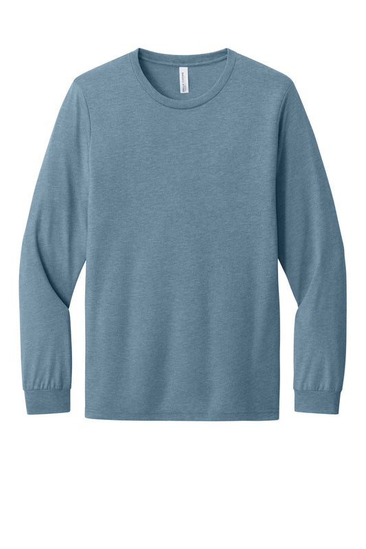 Front View of DenimTB BELLA+CANVAS Unisex Triblend Long Sleeve Tee BC3513