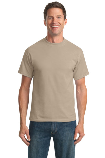 Front View of Desert Sand Port & Company Tall Core Blend Tee. PC55T
