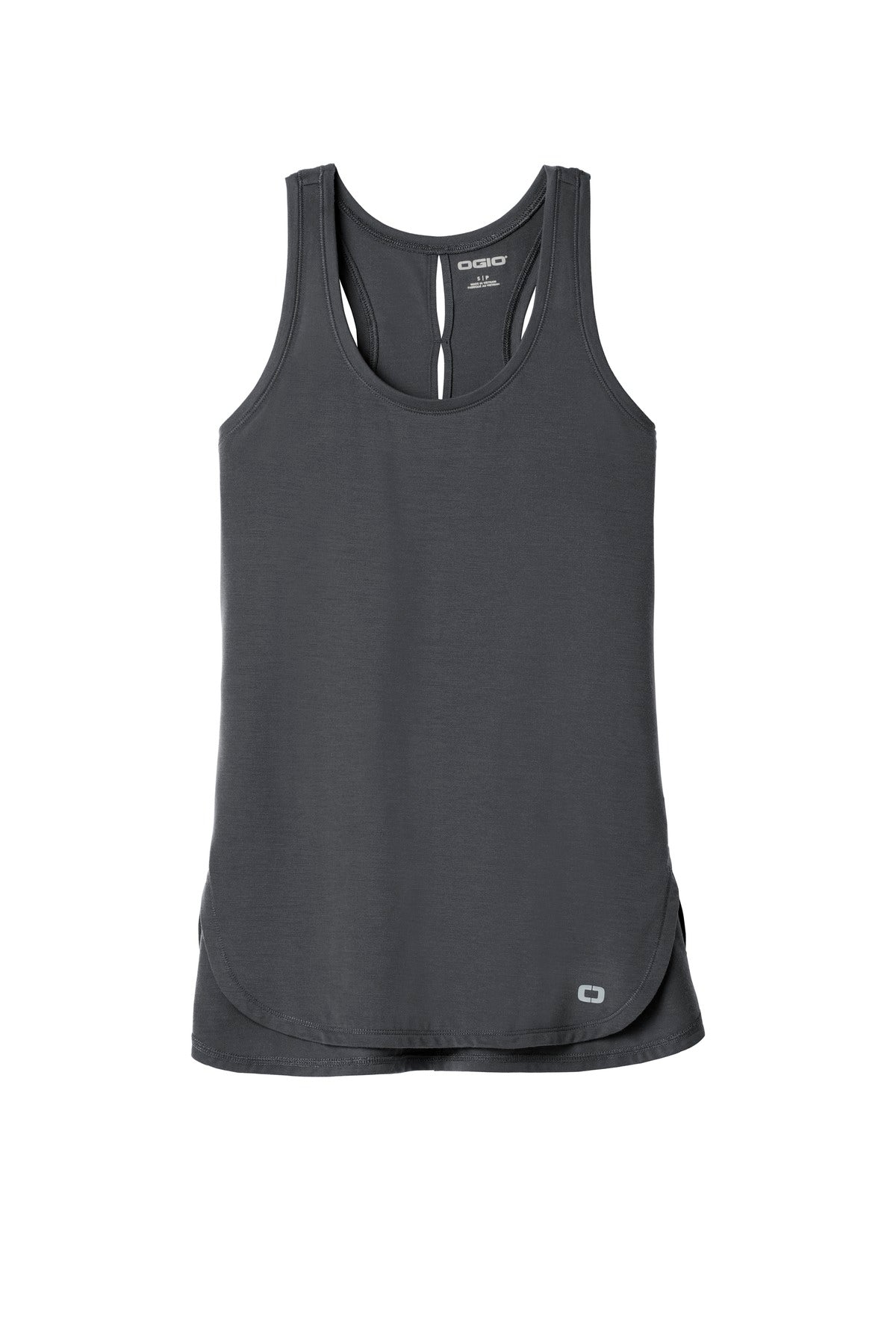 Front View of Diesel Grey OGIO Women's Luuma Tank. LOG801