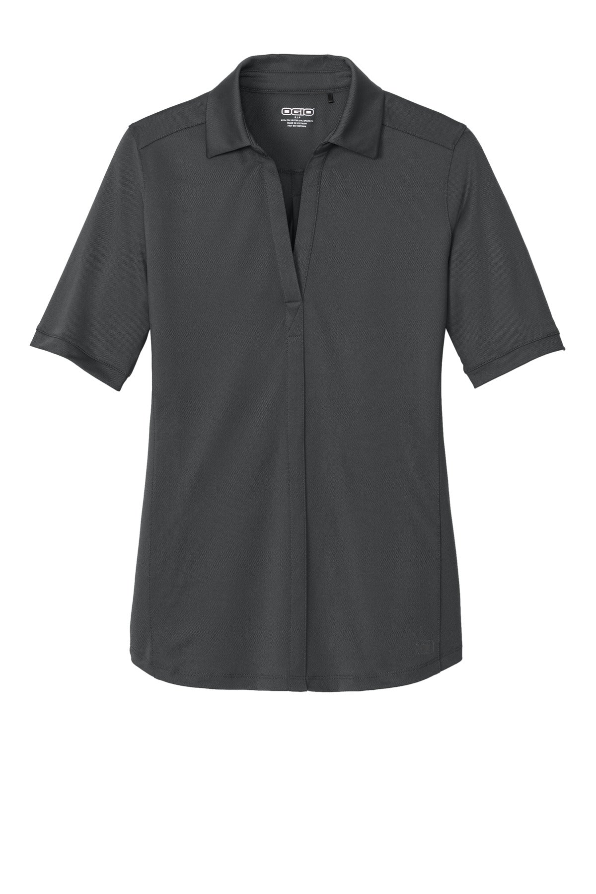 Front View of Diesel Grey OGIO Women's Metro Polo. LOG130