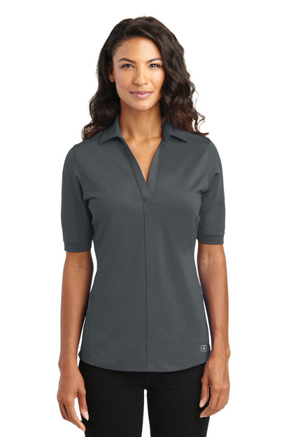 Front View of Diesel Grey OGIO Women's Metro Polo. LOG130