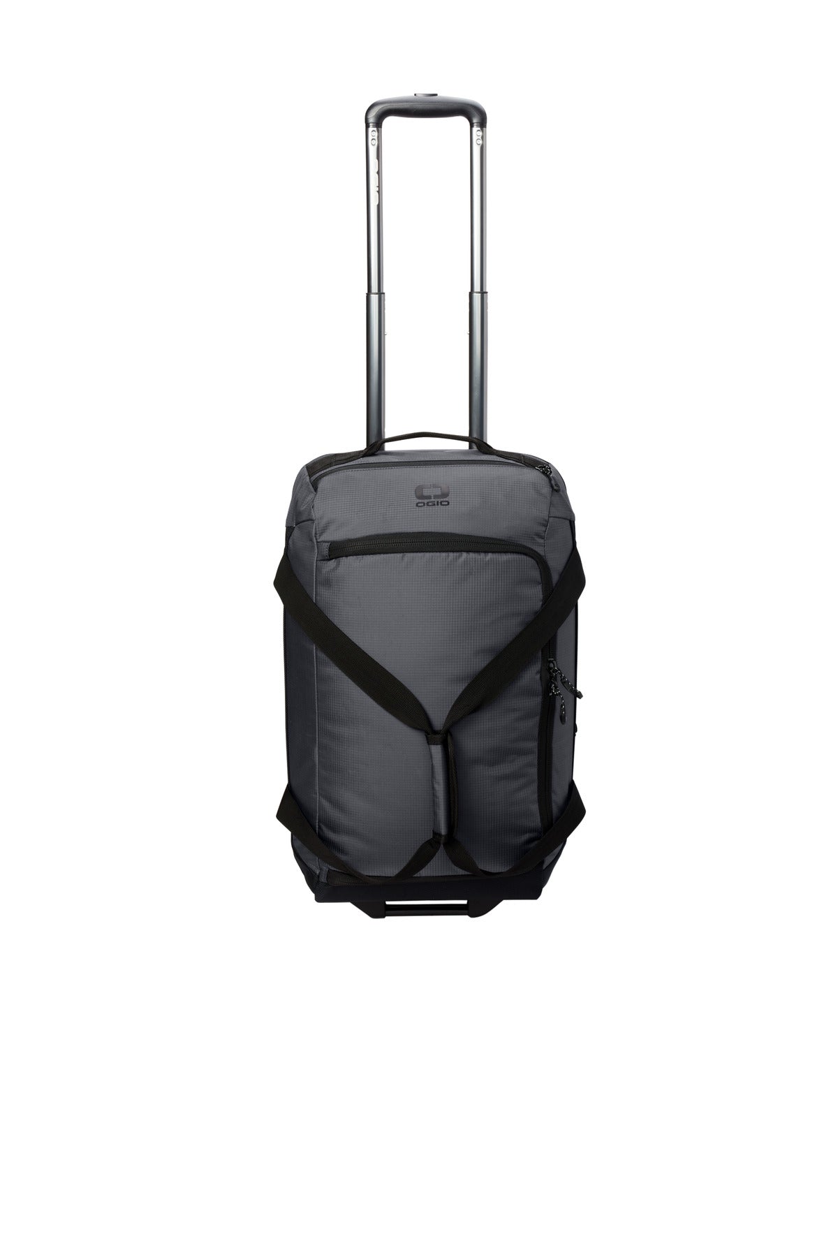 Front View of DieselGrey OGIO Passage Wheeled Carry-On Duffel 98002