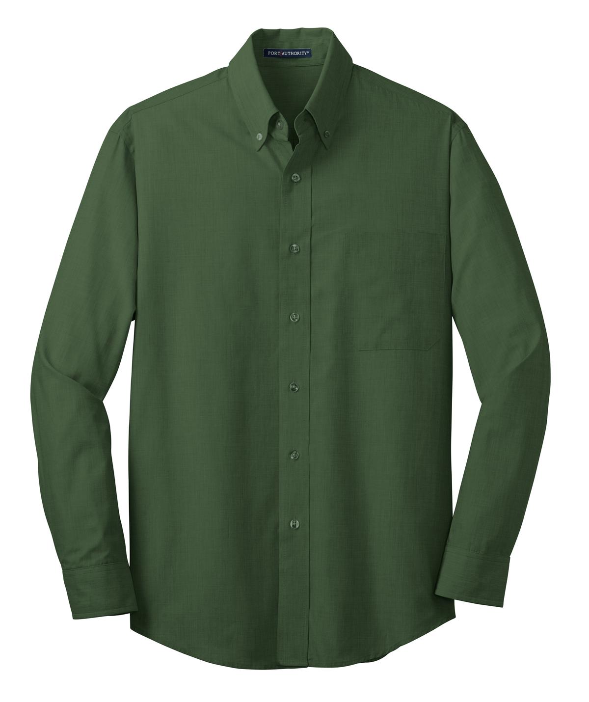 Front View of Dk Cactus Grn Port Authority Crosshatch Easy Care Shirt. S640