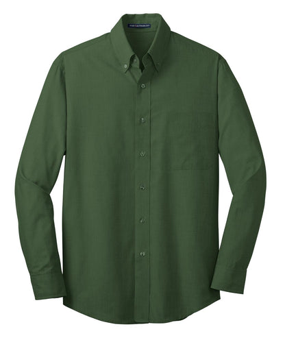 Front View of Dk Cactus Grn Port Authority Crosshatch Easy Care Shirt. S640