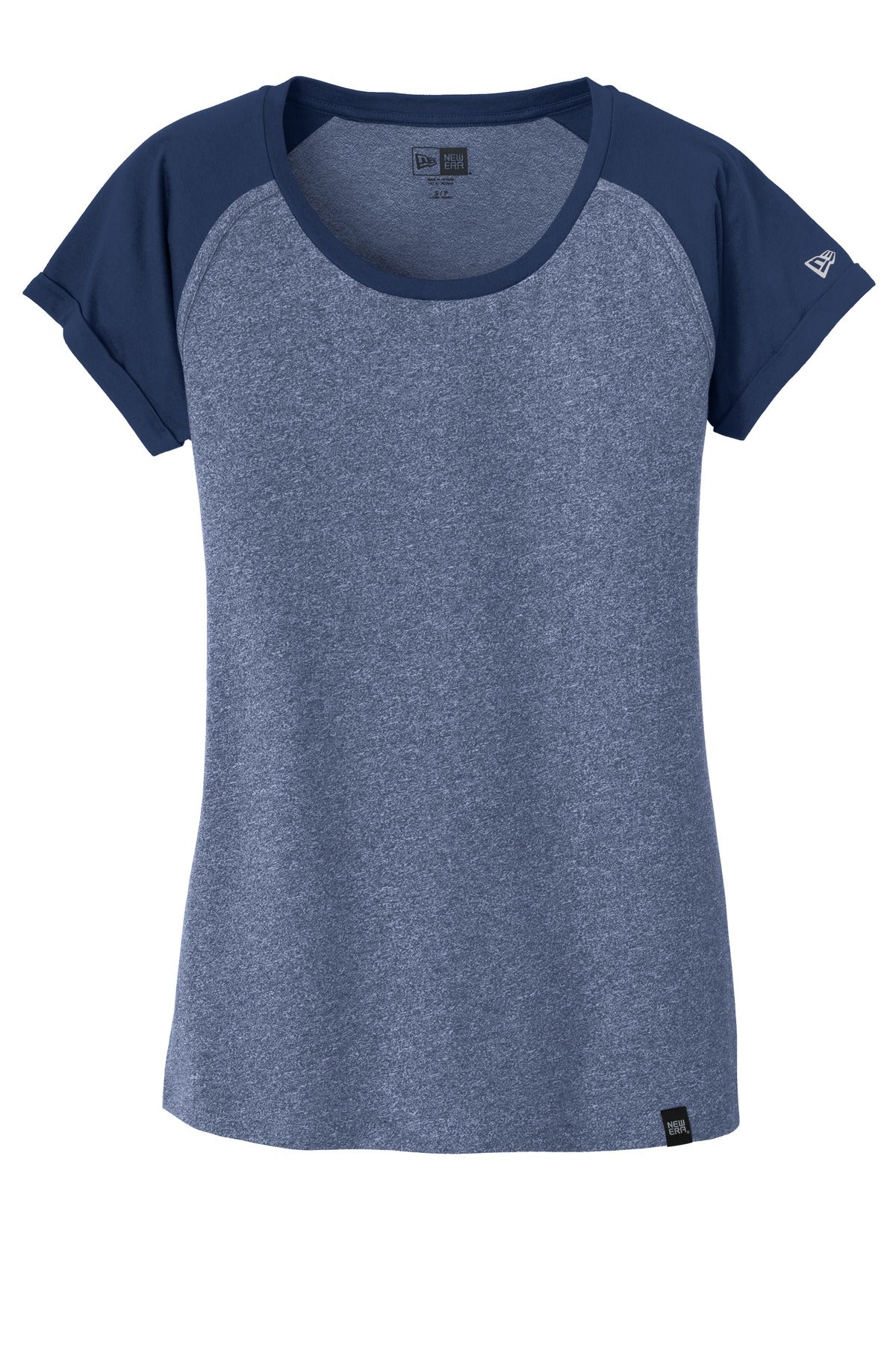 Front View of Dk Roy/Dk Ry T New Era Women's Heritage Blend Varsity Tee. LNEA107
