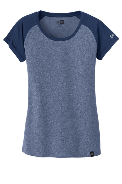 Front View of Dk Roy/Dk Ry T New Era Women's Heritage Blend Varsity Tee. LNEA107