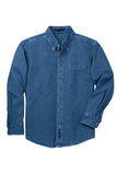 Front View of DkBlueStnwshd Port Authority Heavyweight Denim Shirt. S100