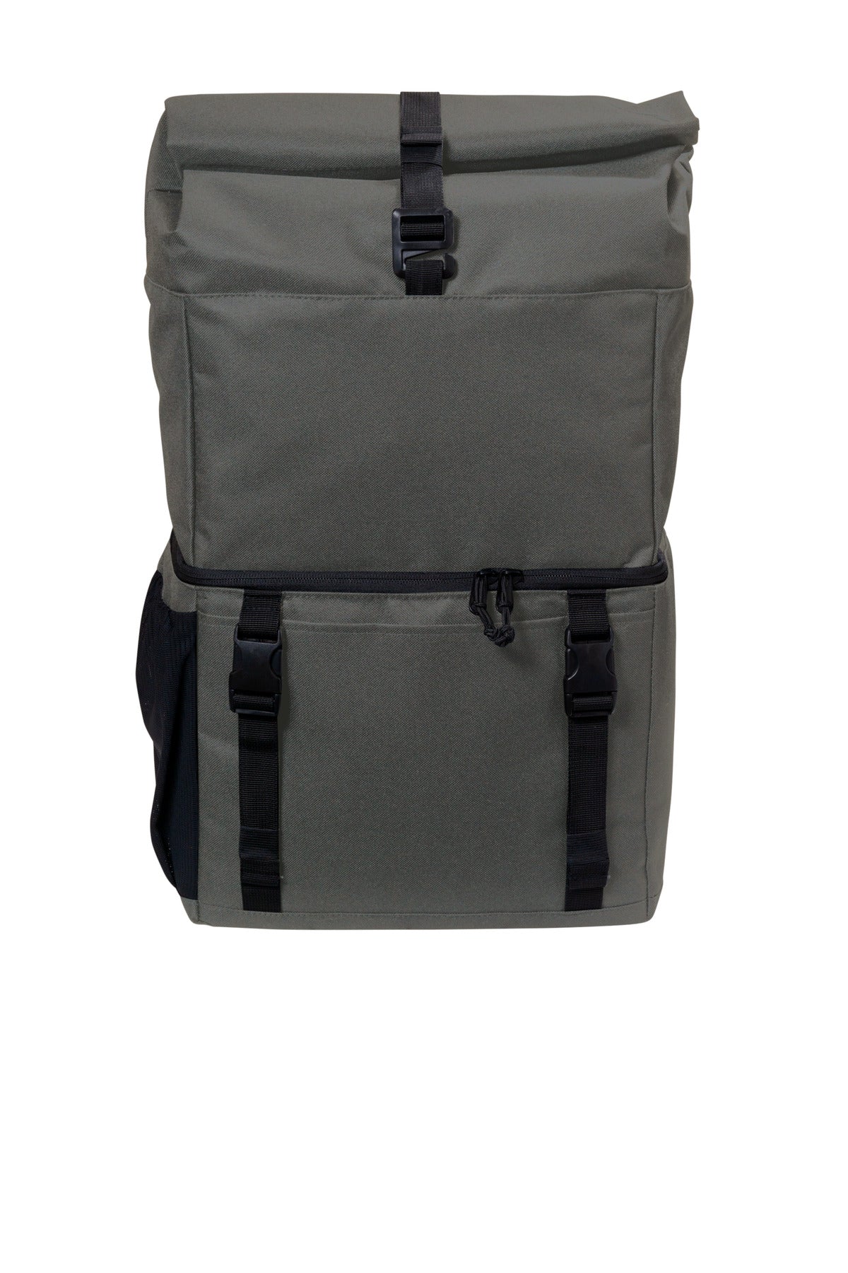 Front View of DkChar/Blk Port Authority 18-Can Backpack Cooler BG501