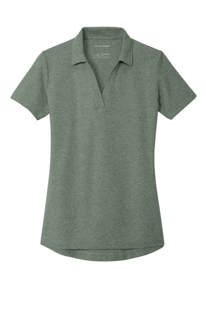 Front View of DkGreenHt Port Authority Women's C-FREE Cotton Blend Pique Polo LK867