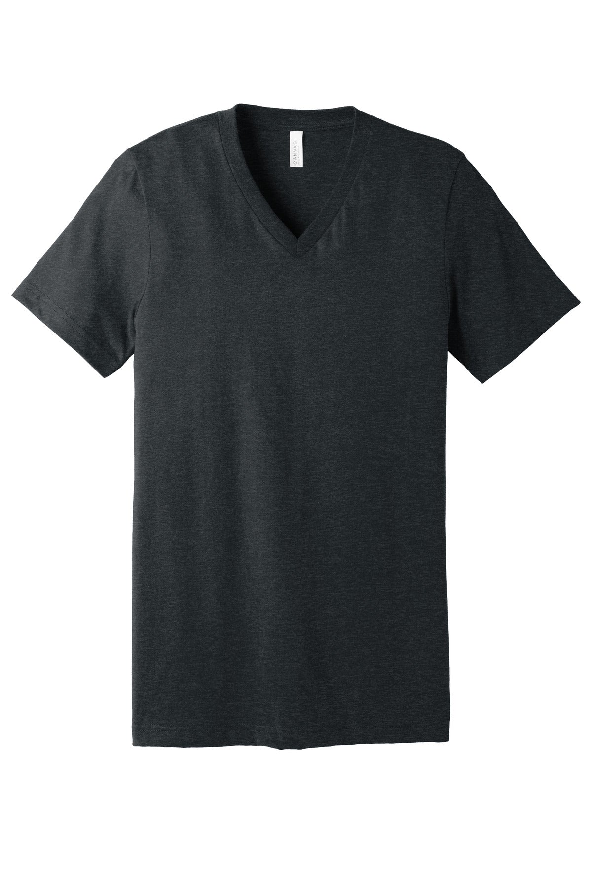 Front View of DkGyHthr BELLA+CANVAS Unisex Heather CVC V-Neck Tee BC3005CVC