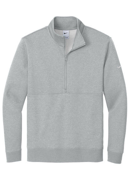 Front View of DkGyHthr Nike Club Fleece Sleeve Swoosh 1/2-Zip NKDX6718