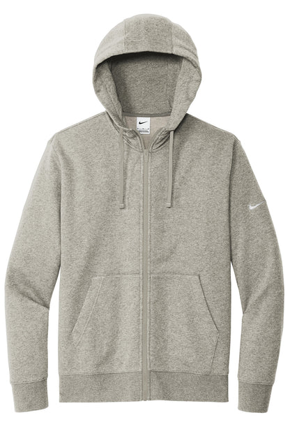Front View of DkGyHthr Nike Club Fleece Sleeve Swoosh Full-Zip Hoodie NKDR1513