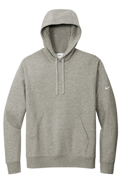 Front View of DkGyHthr Nike Club Fleece Sleeve Swoosh Pullover Hoodie NKDR1499