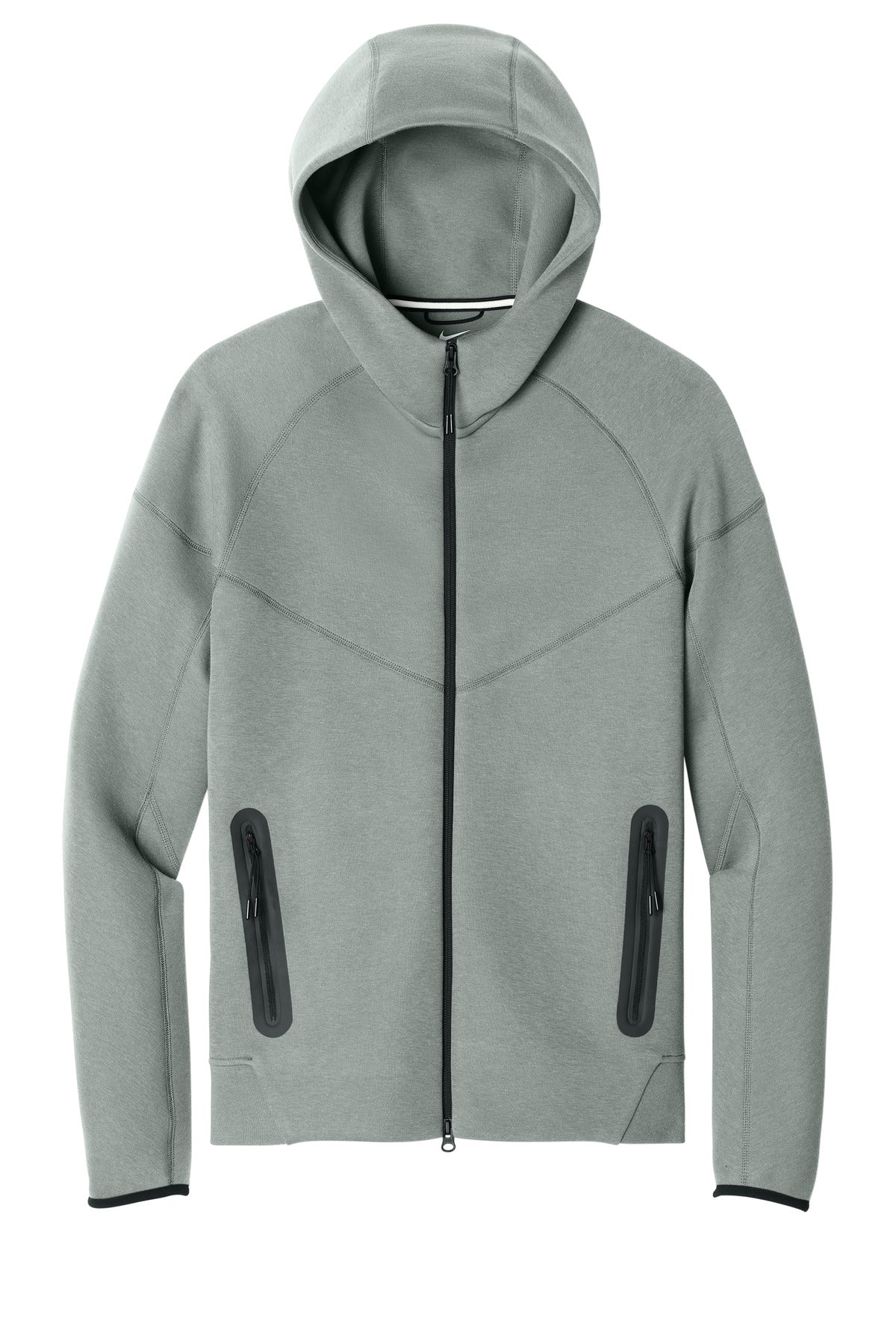 Front View of DkGyHthr Nike Tech Fleece Full-Zip Hoodie NKFQ4762