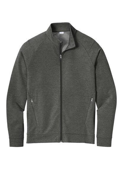 Front View of DkGyHthr Sport-Tek Sport-Wick Flex Fleece Full-Zip. ST560
