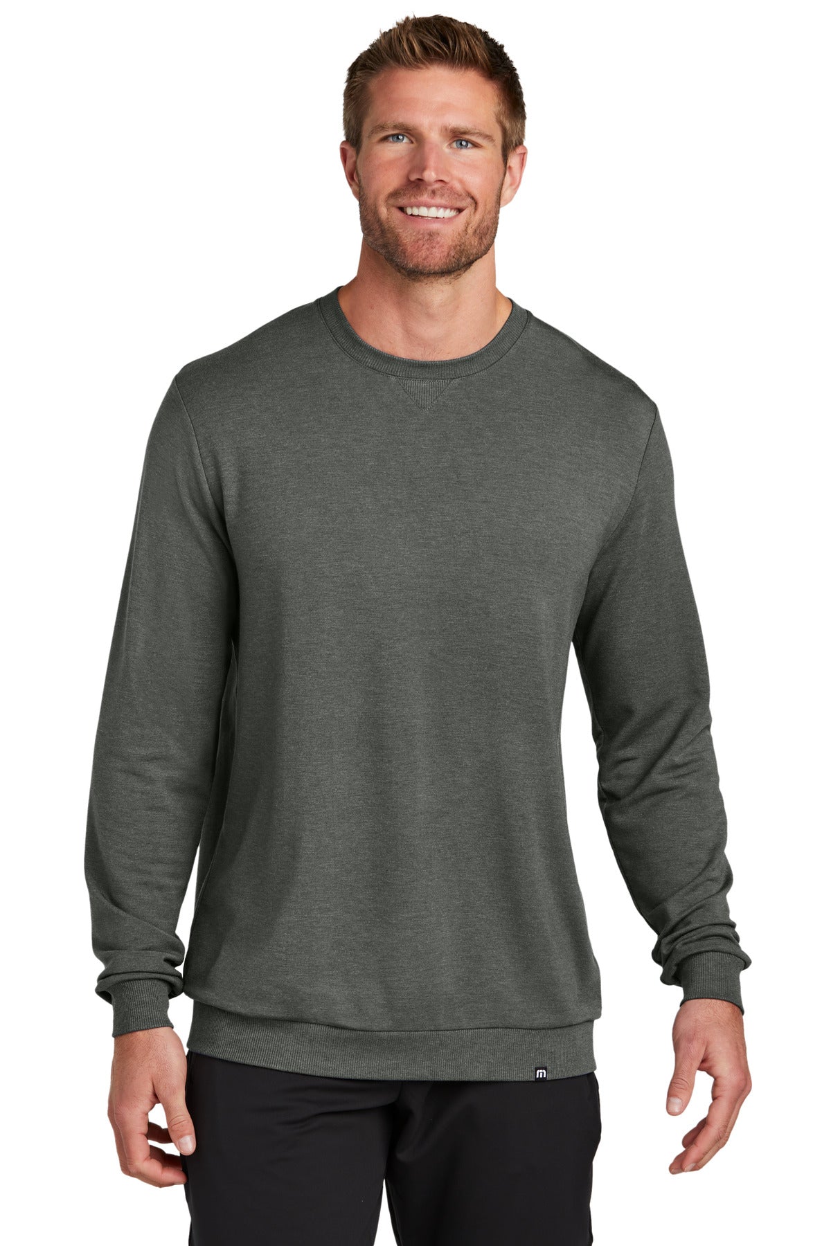 Front View of DkGyHthr TravisMathew Long Weekend Crew TM1MZ342