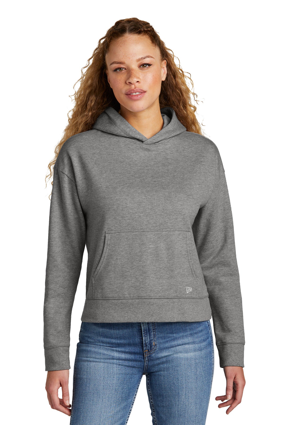 Front View of DkHtGry New Era Women's Comeback Fleece Pullover Hoodie LNEA550
