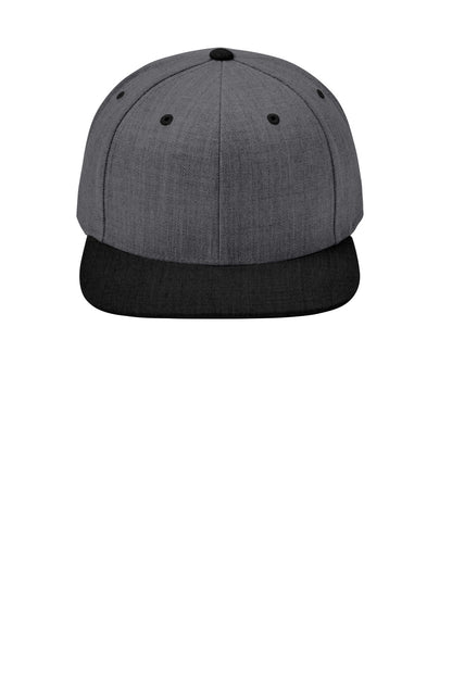 Front View of DkHtGy/Blk Sport-Tek YP Classics Flat Bill Snapback Cap. STC19