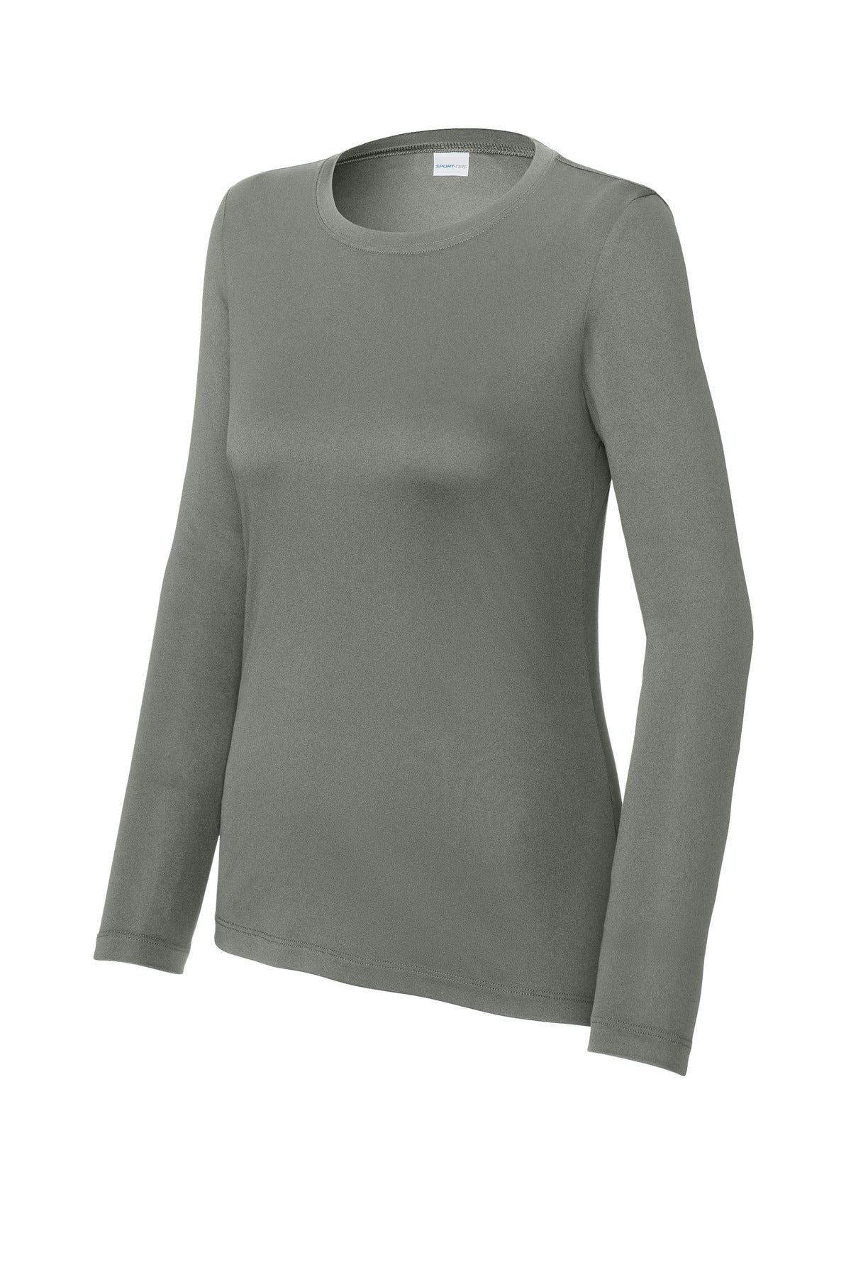 Front View of DkSmkGy Sport-Tek Women's Posi-UV Pro Long Sleeve LST420LS