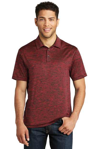 Front View of Dp Red-Black E Sport-Tek PosiCharge Electric Heather Polo. ST590