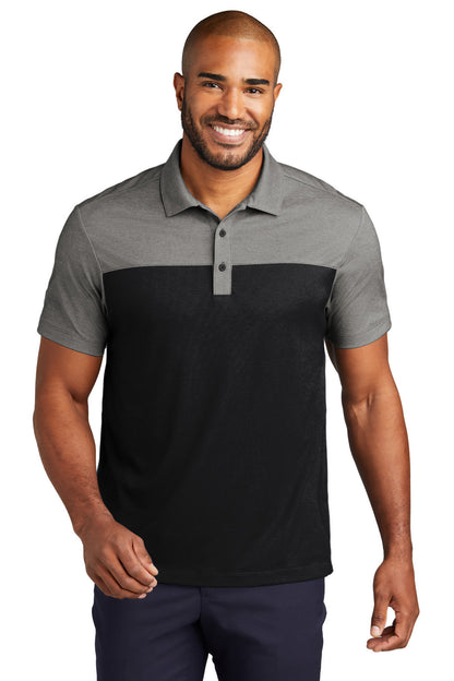 Front View of DpBk/ChrHt Port Authority Fine Pique Blend Blocked Polo K831