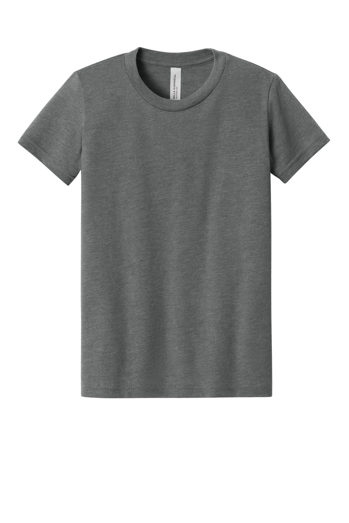 Front View of DpHeather BELLA+CANVAS Youth Heather CVC Tee BC3001YCVC